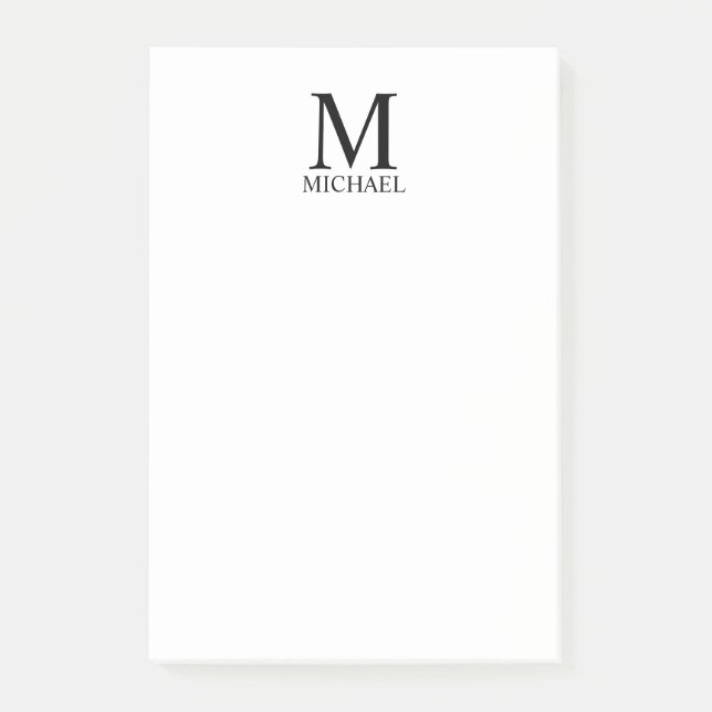 Personalisiertes Monogramm und Name Notepad Post-it Klebezettel (Vorderseite)