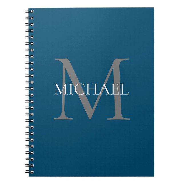 Personalisiertes Monogramm und Name Ocean Blue Notizblock (Vorderseite)
