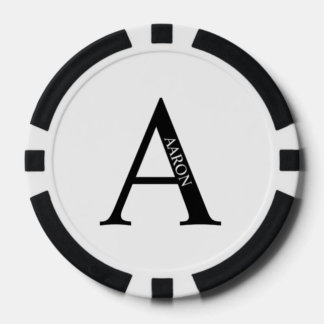 Personalisiertes Monogramm und Name Pokerchips (Vorderseite)