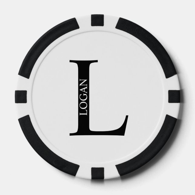 Personalisiertes Monogramm und Name Pokerchips (Vorderseite)
