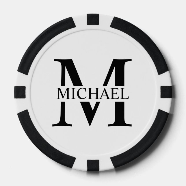 Personalisiertes Monogramm und Name Pokerchips (Vorderseite)