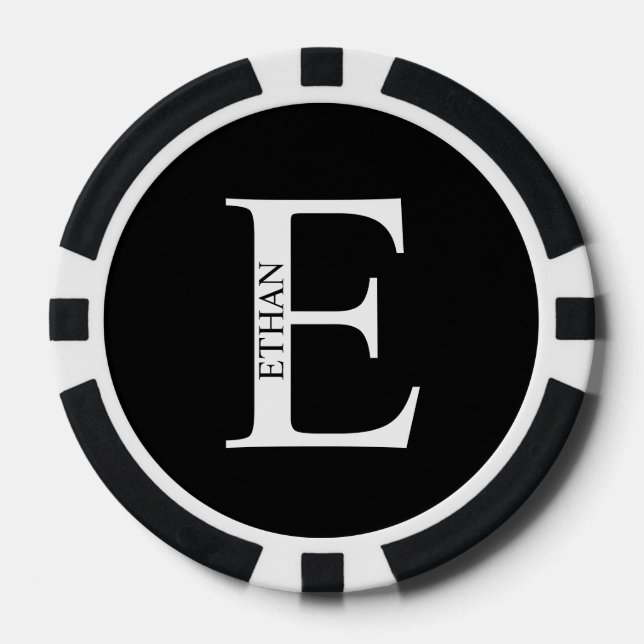 Personalisiertes Monogramm und Name Pokerchips (Vorderseite)
