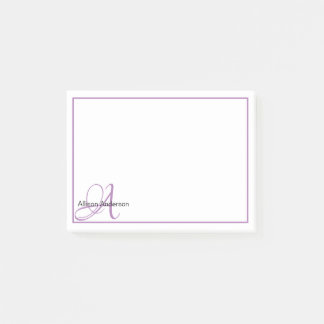 Personalisiertes Monogramm und Name Post-it Klebezettel