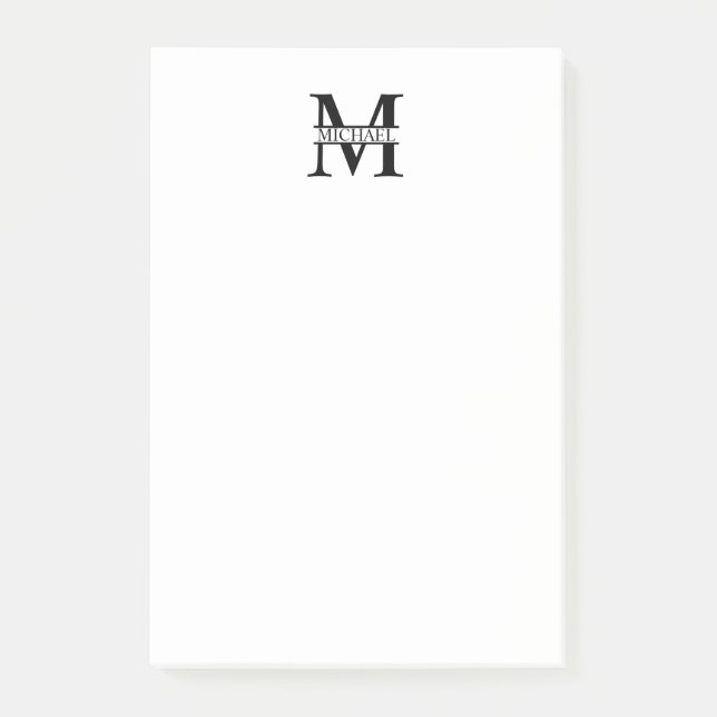 Personalisiertes Monogramm und Name Post-it Klebezettel (Vorderseite)