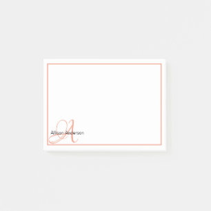 Personalisiertes Monogramm und Name Post-it Klebezettel