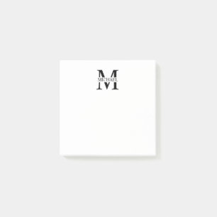 Personalisiertes Monogramm und Name Post-it Klebezettel