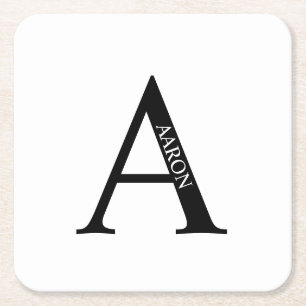 Personalisiertes Monogramm und Name Rechteckiger Pappuntersetzer