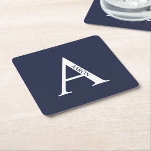 Personalisiertes Monogramm und Name Rechteckiger Pappuntersetzer