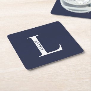 Personalisiertes Monogramm und Name Rechteckiger Pappuntersetzer