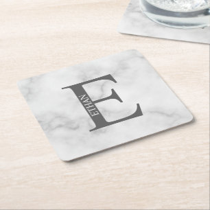 Personalisiertes Monogramm und Name Rechteckiger Pappuntersetzer
