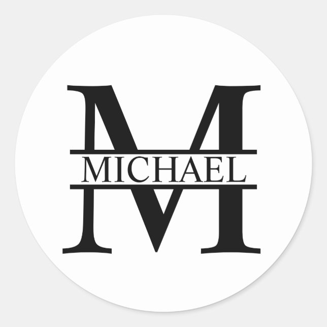 Personalisiertes Monogramm und Name Runder Aufkleber (Vorderseite)