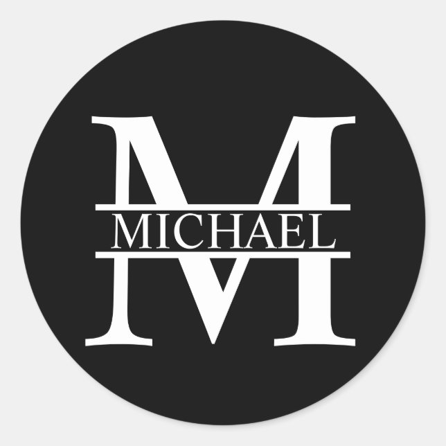 Personalisiertes Monogramm und Name Runder Aufkleber (Vorderseite)