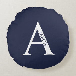 Personalisiertes Monogramm und Name Rundpilz Rundes Kissen