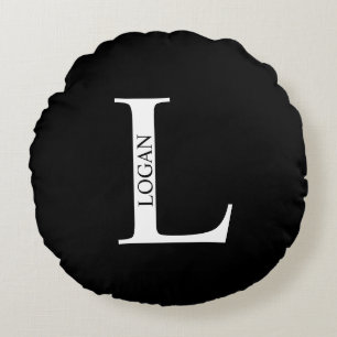 Personalisiertes Monogramm und Name Rundpilz Rundes Kissen