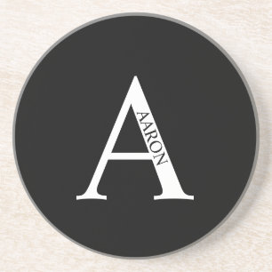 Personalisiertes Monogramm und Name Sandstone Unte Getränkeuntersetzer