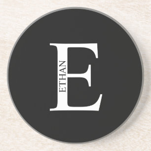 Personalisiertes Monogramm und Name Sandstone Unte Getränkeuntersetzer