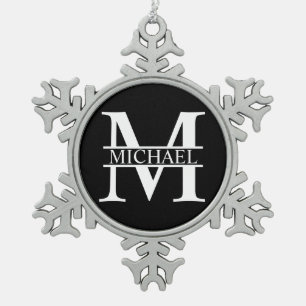 Personalisiertes Monogramm und Name Schneeflocken Zinn-Ornament