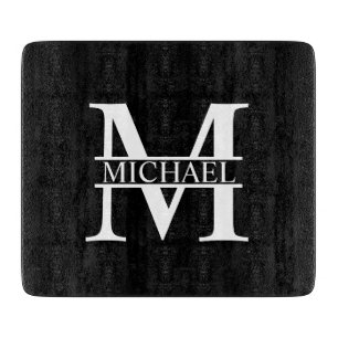 Personalisiertes Monogramm und Name Schneidebrett