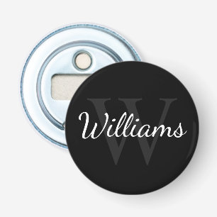 Personalisiertes Monogramm und Name Schwarz Flaschenöffner