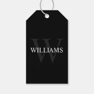 Personalisiertes Monogramm und Name Schwarz Geschenkanhänger