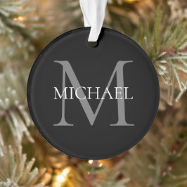 Personalisiertes Monogramm und Name Schwarz Ornament