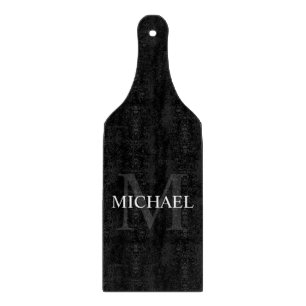 Personalisiertes Monogramm und Name Schwarz Schneidebrett
