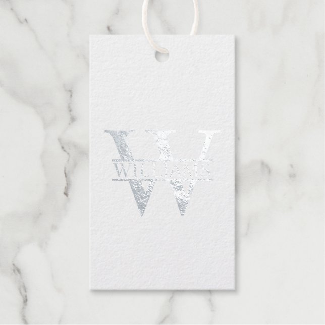 Personalisiertes Monogramm und Name Silver Geschenkanhänger (Vorderseite)