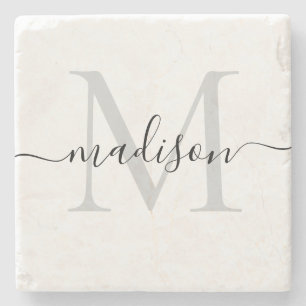 Personalisiertes Monogramm und Name Stilvoller Sto Steinuntersetzer