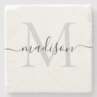 Personalisiertes Monogramm und Name Stilvoller Sto Steinuntersetzer