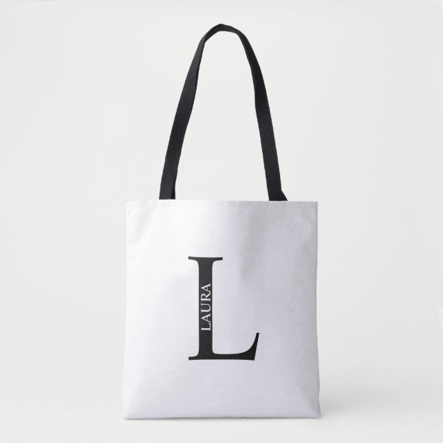Personalisiertes Monogramm und Name Totbeutel Tasche (Vorderseite)