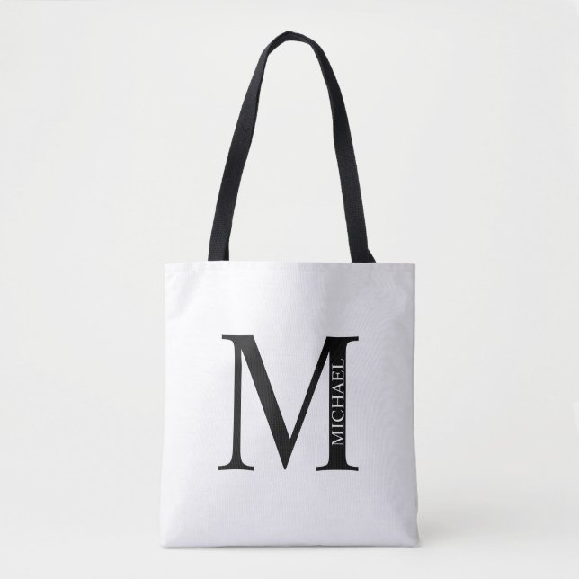 Personalisiertes Monogramm und Name Totbeutel Tasche (Vorderseite)