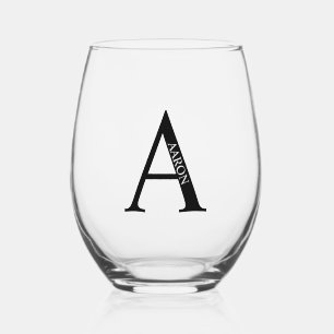Personalisiertes Monogramm und Name Weinglas Ohne Stiel