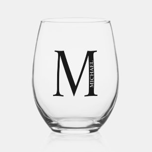 Personalisiertes Monogramm und Name Weinglas Ohne Stiel