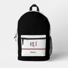 Personalisiertes Monogramm und Name Weißes Graues Bedruckter Rucksack