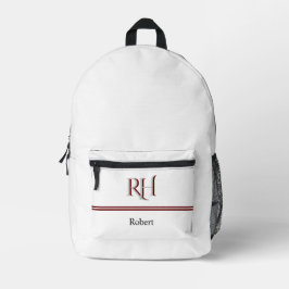 Personalisiertes Monogramm und Name Weißes Graues Bedruckter Rucksack