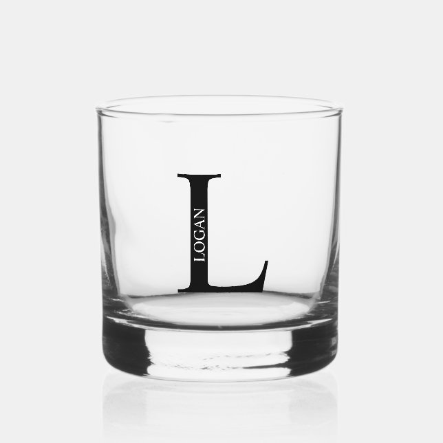 Personalisiertes Monogramm und Name Whiskyglas (Vorderseite)