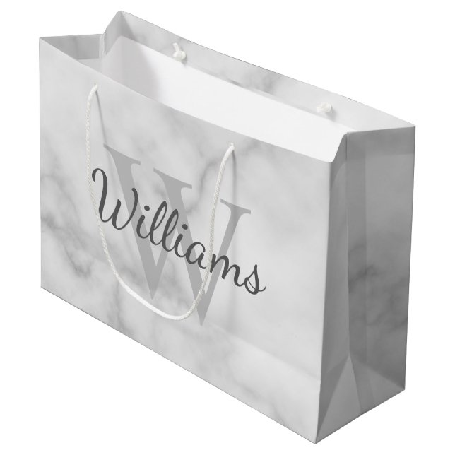 Personalisiertes Monogramm und Namensmarkierung Große Geschenktüte (Vorderseite Schrägansicht)