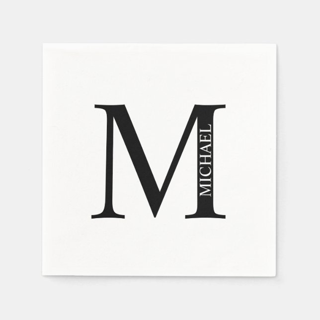Personalisiertes Monogramm und Namenspapier Napkin Serviette (Vorderseite)