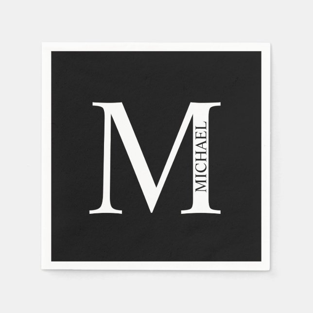 Personalisiertes Monogramm und Namenspapier Napkin Serviette (Vorderseite)