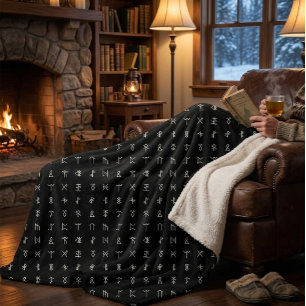 Personalisiertes Monogramm und Runen-Symbol-Blanke Sherpadecke