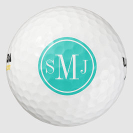 Personalisiertes Monogramm und Türkisrahmen Golfball