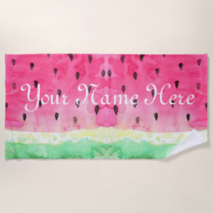 Personalisiertes Monogramm Wasser-Farbwassermelone Strandtuch