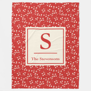 Personalisiertes Monogramm Weihnachtsfest Rote Blü Fleecedecke