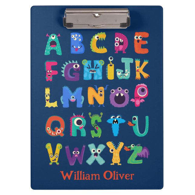Personalisiertes Monster ABC Albern Alphabet Monst Klemmbrett (Vorderseite)