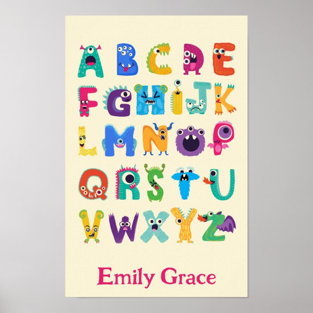 Personalisiertes Monster ABC Albern Alphabet Monst Poster (Vorne)