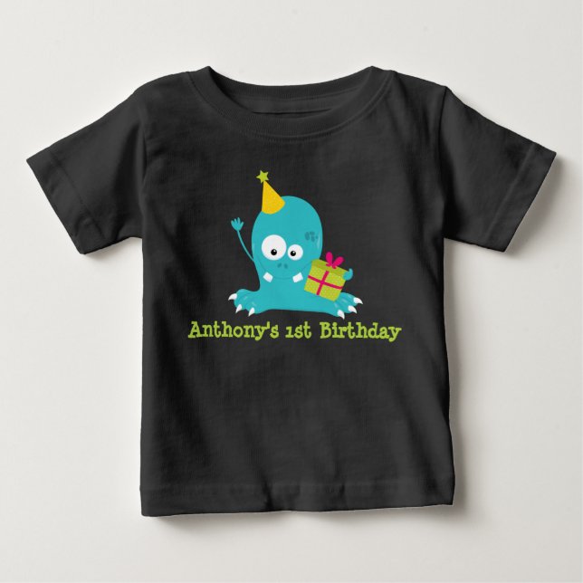 Personalisiertes Monster Erster Geburtstag T Shirt (Vorderseite)
