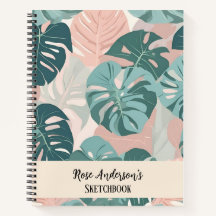Personalisiertes Monstera Muster Sketchbook