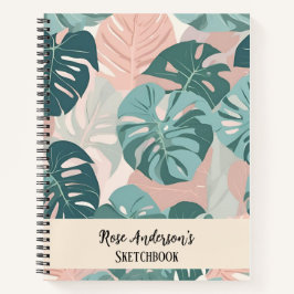 Personalisiertes Monstera Muster Sketchbook Notizbuch