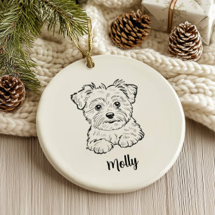 Personalisiertes Morkie-Hund-Weihnachten Keramik Ornament