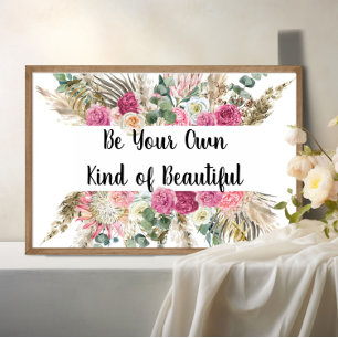 Personalisiertes Motivationszitat Rosa Floral Poster